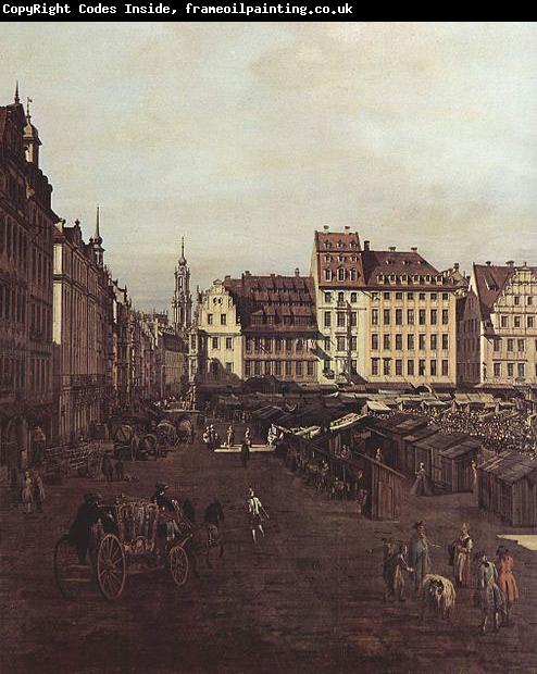 Bernardo Bellotto Ansicht von Dresden, Der Altmarkt von der Seegasse aus